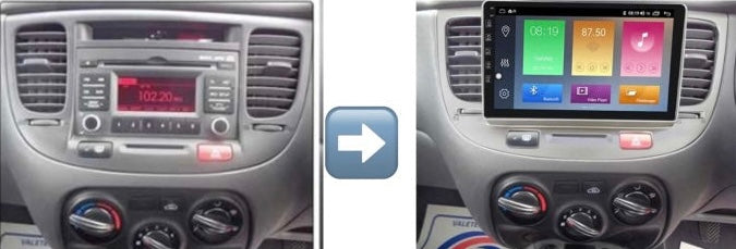 Combo Kia Rio 2007-2011 | Radio de pantalla Android 9 pulgadas carplay / androidauto inalámbrico