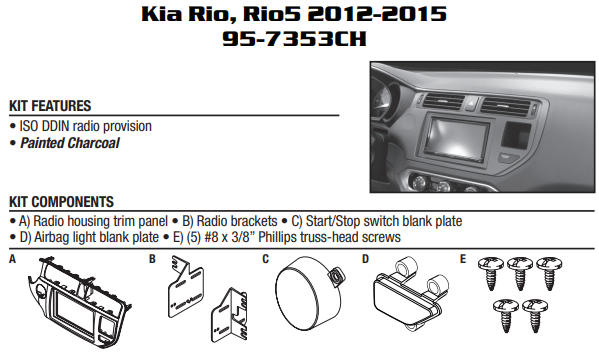 DASHKIT KIA RIO 12 AL 15 -CÓDIGO 95-7353CH