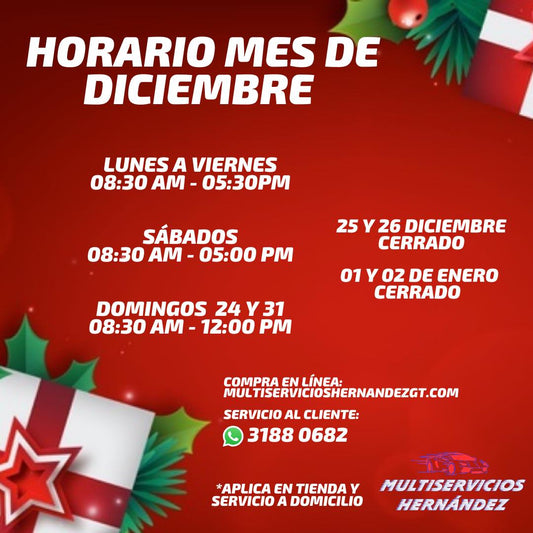 HORARIO DE FIN DE AÑO