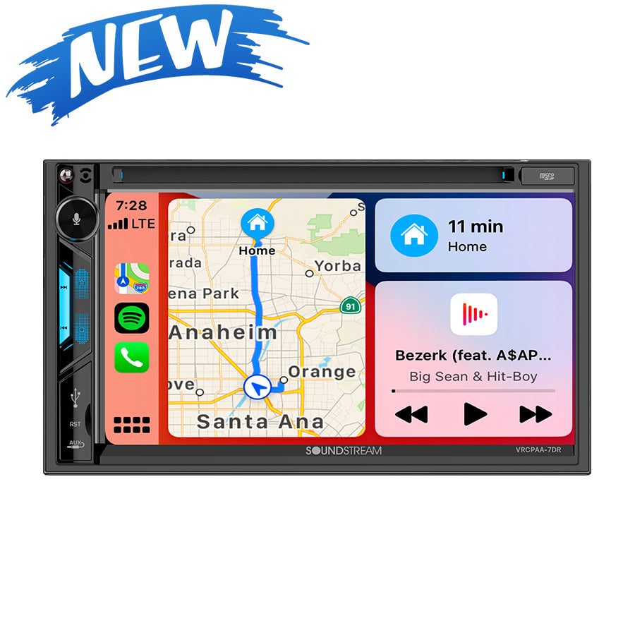 Radio de pantalla Soundstream Carplay / Android Auto VRCPAA-7DR