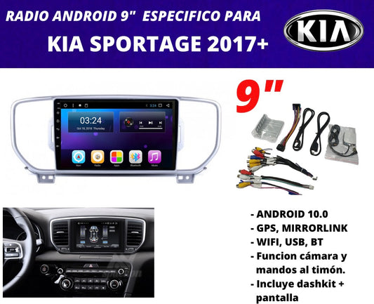 Combo Kia Sportage 2017+ full | Radio de pantalla Android 9 pulgadas + dashkit original