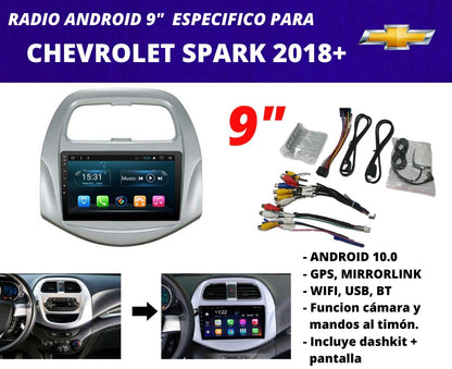 Combo Chevrolet Spark 2018+ | Radio de pantalla android 9 pulgadas + dashkit original