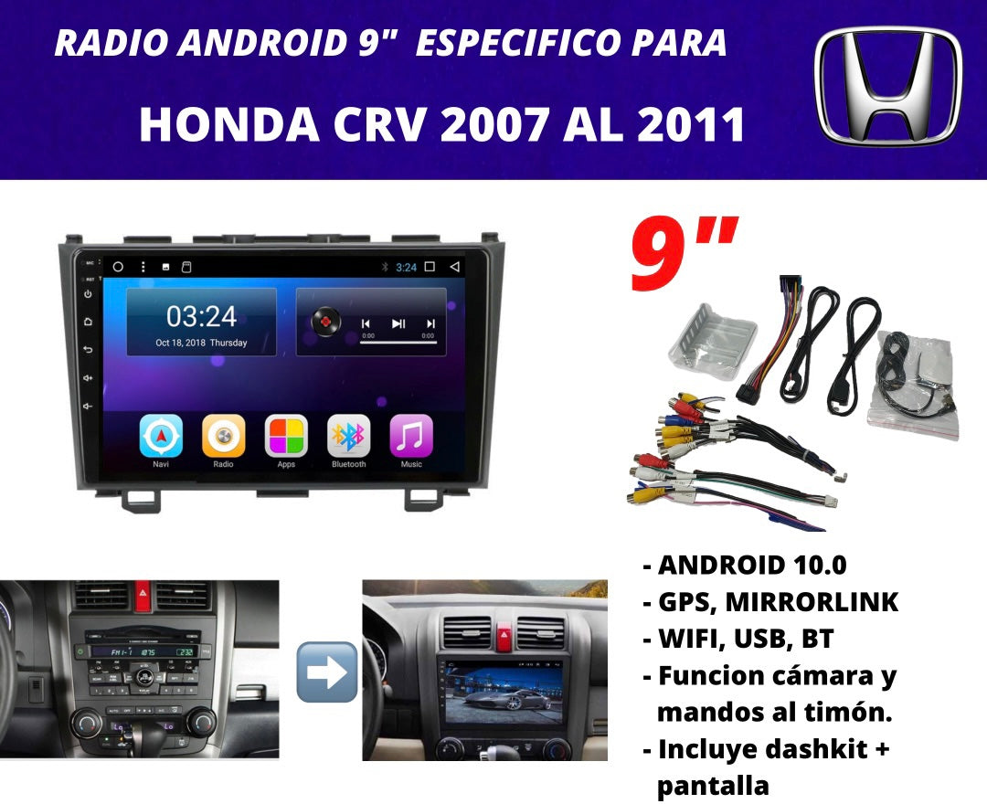 Honda CR-V Combo 2007-2011 | Android 9 inch screen radio + original dashkit