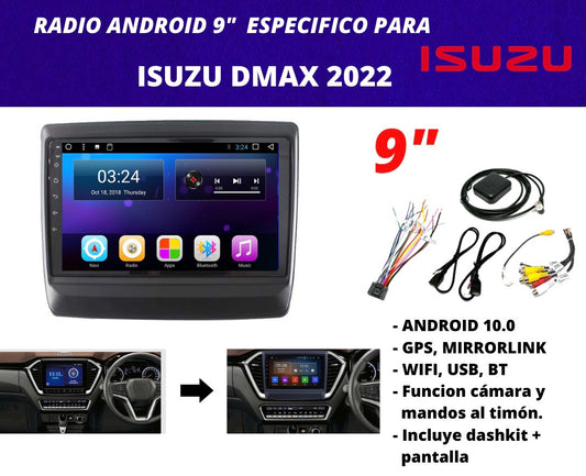Combo Isuzu DMAX 2022+ up | Radio de pantalla android 9 pulgadas + dashkit original