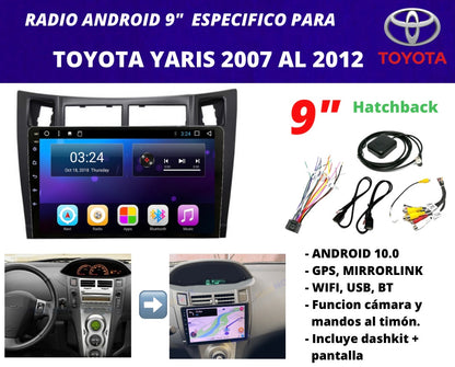 Combo Toyota Yaris Hatchback 2007-2012 | Android 9 inch screen radio + original dashkit