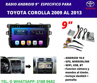 Combo Toyota Corolla 2009-2013 | android screen radio + original dashkit