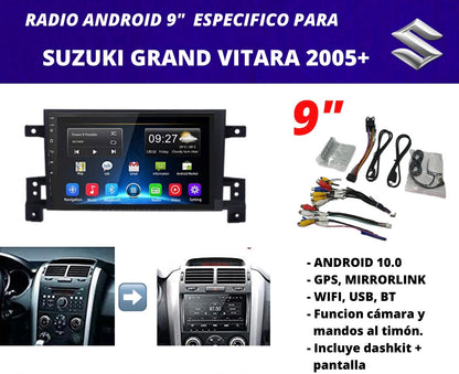 Combo Suzuki Grand Vitara 2005+ | Radio de pantalla android 9 pulgadas + dashkit original