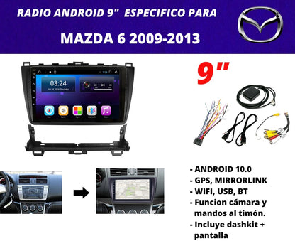 Combo Mazda 6 2009-2013 | Radio de pantalla Android 9 pulgadas + dashkit original
