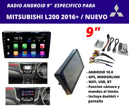 Mitsubishi L200 2016+ Combo | Android 9 inch screen radio + original dashkit
