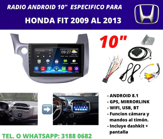 Combo Honda Fit 2009-2013 | Radio de pantalla Android 10 pulgadas + dashkit original