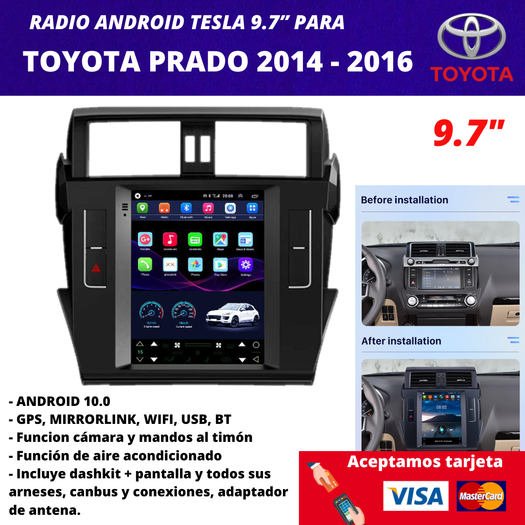 Android radio Tesla 9.7” Land Cruiser Prado 2014 to 2016