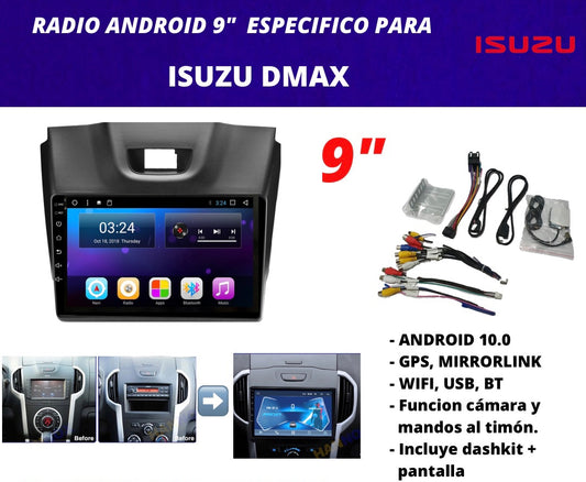 Combo Isuzu DMAX | Radio de pantalla android 9 pulgadas + dashkit original