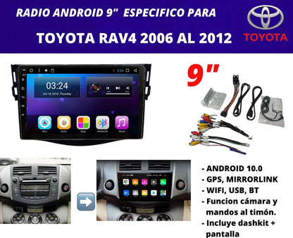 Combo Toyota RAV4 2006-2012 | Radio de pantalla Android 9 pulgadas + dashkit original