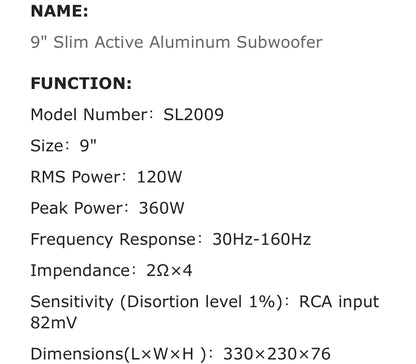 Subwoofer Sonda 9" plano